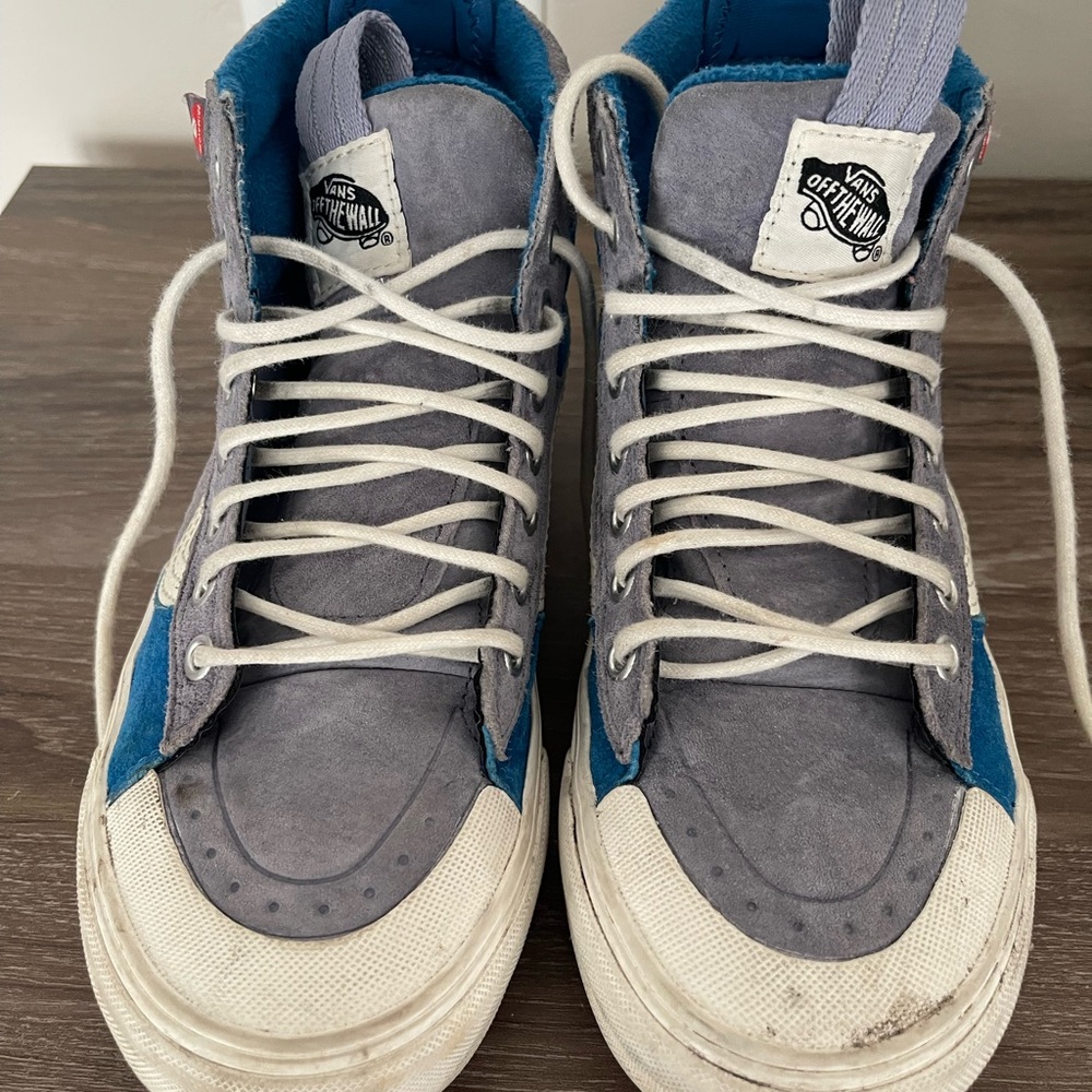 Vans Men's Blue and Gray High-Top Sneakers